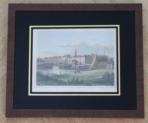 Antieke prent Gezicht Rouaansekaai Middelburg 1862, Antiek en Kunst, Kunst | Etsen en Gravures, Ophalen