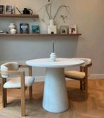 Woood Damon eettafel betonlook wit 100cm, Ophalen, 100 tot 150 cm, Rond, Nieuw