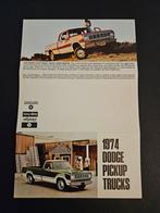 Brochure Dodge Pickups 1974 USA, Ophalen of Verzenden, Zo goed als nieuw, Overige merken
