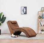 VidaXLmassage chais longue kunstsuède bruin met warmtebron, Ophalen, Gebruikt, Eenpersoons, Minder dan 150 cm