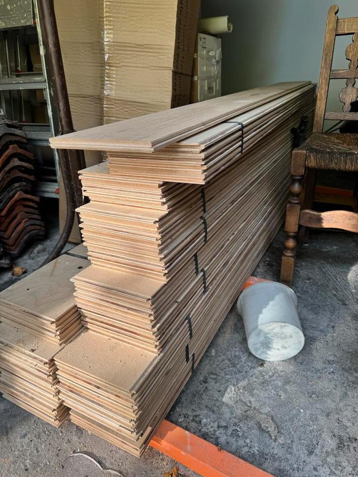 Gloednieuw en ongebruikt: 50x Eiken Multiplank 18x196cm, Doe-het-zelf en Verbouw, Vloerdelen en Plavuizen, Nieuw, Vloerdelen of -planken