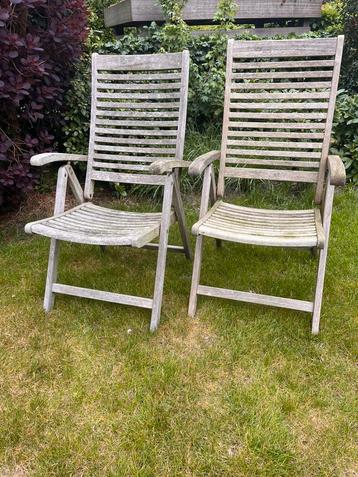 Teak tuinstoelen (verstelbaar) 2 stuks beschikbaar voor biedingen