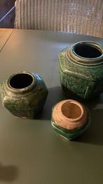 3 gave gemberpotten verschillend in maat, Aardewerk of Porselein, Ophalen of Verzenden, Zo goed als nieuw, Minder dan 50 cm