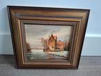 Schilderij D.v.Dijk Winterlandschap, Antiek en Kunst, Ophalen of Verzenden