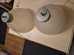2 Glazen Hanglampen (Melkglas), Huis en Inrichting, Lampen | Lampenkappen, 25 tot 50 cm, Wit, Rond, Ophalen of Verzenden
