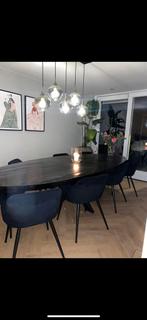 3 meter lange eettafel mangohout zwart, Huis en Inrichting, Tafels | Eettafels, Ophalen, 200 cm of meer, 50 tot 100 cm, Zo goed als nieuw