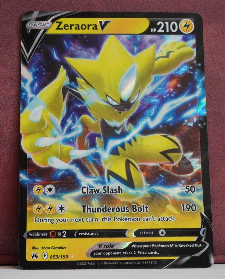 Zeraora V 053-159 Crown Zenith Pokémon Kaart, Hobby en Vrije tijd, Verzamelkaartspellen | Pokémon, Nieuw, Losse kaart, Verzenden