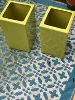 Groene Aardewerk Vazen - Set van 2, Gebruikt, Aardewerk of Porselein, Ophalen of Verzenden, Minder dan 50 cm