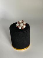 Zilveren Ring met Parels & Granaten - Maat 18, Sieraden, Tassen en Uiterlijk, Ringen, Nieuw, Ophalen of Verzenden, 17 tot 18, Met edelsteen