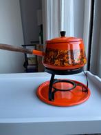 Retro Fondueset met Bloemmotief, Witgoed en Apparatuur, Fonduesets, Ophalen of Verzenden, Gebruikt, Brander, Fondueset