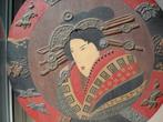 pre 1900 JAPANS wandpaneel mixed media &metal Samourai Japan, Ophalen