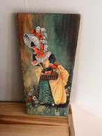 Vintage print op hout, Antiek en Kunst, Ophalen of Verzenden