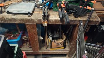 Grote antieke houten werkbank - vintage  beschikbaar voor biedingen
