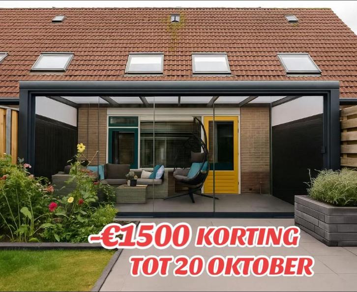 Veranda - serre - overkappingen - glazen schuifwanden, Tuin en Terras, Overkappingen, Nieuw, Serre, Ophalen of Verzenden