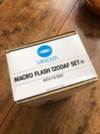 Minolta ringflitser macro flash 1200af set met fs-1100, Audio, Tv en Foto, Fotografie | Flitsers, Overige merken, Ophalen of Verzenden