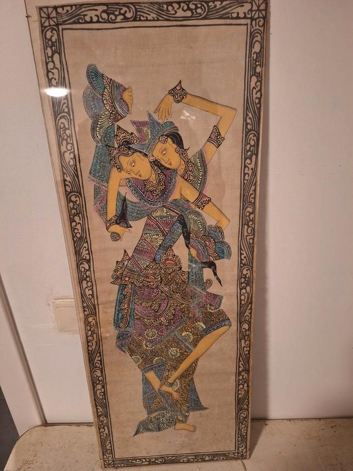 Oosters Schilderij met Dansende Figuren, Antiek en Kunst, Kunst | Niet-Westerse kunst, Ophalen of Verzenden