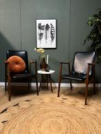 Louis van Teeffelen fauteuil stoel zwart vintage retro teak, Huis en Inrichting, Fauteuils, Vintage retro design, Hout, Minder dan 75 cm