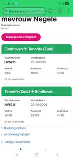 Vliegticket Eindhoven-Tenerife 23.11 - 20.1, Tickets en Kaartjes, Eén persoon, Vliegtuig, Met bestemming of datum