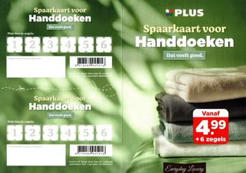 4 Volle PLUS SpaarKaarten Handdoeken (Digitale Zegels) beschikbaar voor biedingen