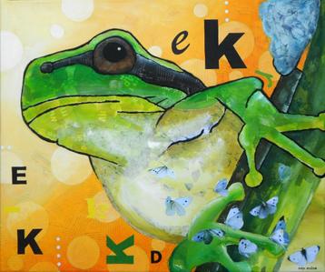 Gewaagd schilderij van een kikker beschikbaar voor biedingen