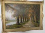 Uit erfenis verkregen groot formaat antiek schilderij mt bos, Ophalen