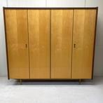 Vintage midcentury duotone 4deurs kledingkast `60 linnenkast, Huis en Inrichting, Kasten | Kledingkasten, Ophalen, Gebruikt, Overige materialen