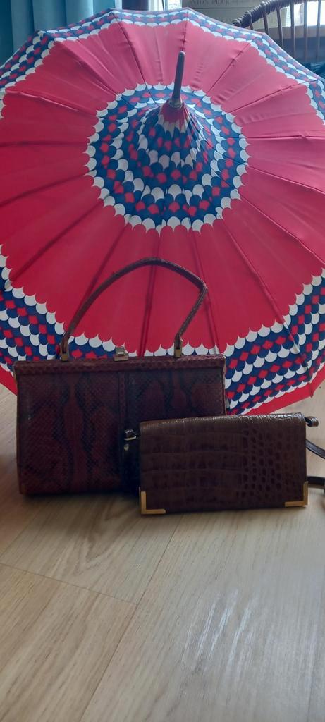2 vintage handtassen krokodil en slang, Italiaanse paraplu, Sieraden, Tassen en Uiterlijk, Paraplu's, Gebruikt, Ophalen of Verzenden