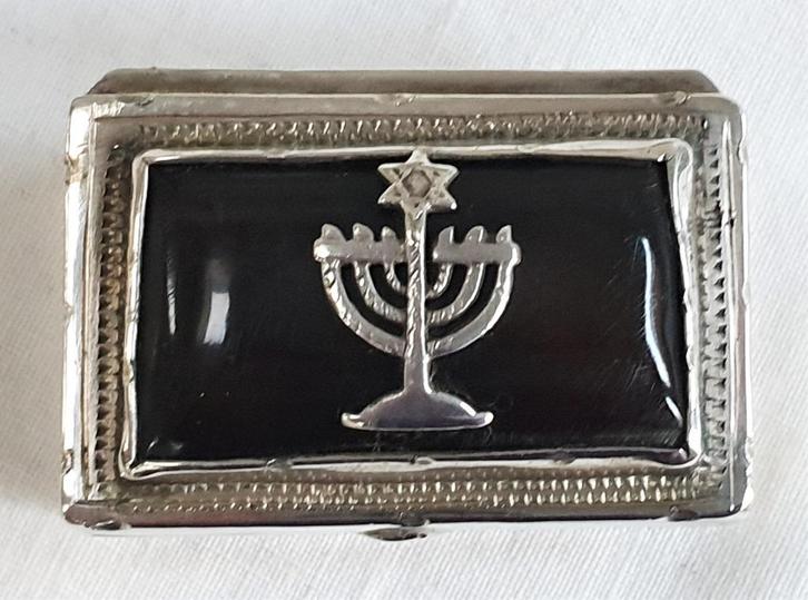 judaica/ zilveren reis- kruidendoos met steen + menora, 1896, Antiek en Kunst, Antiek | Religie, Verzenden