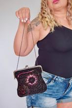 Vintage dames tas met kralen avondtasje cluch, Ophalen of Verzenden, Zo goed als nieuw, Zwart, Avondtasje