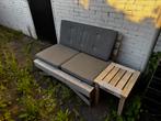 Loungebank / tuinbank met kussens en tafel, Tuin en Terras, Ophalen, Zo goed als nieuw