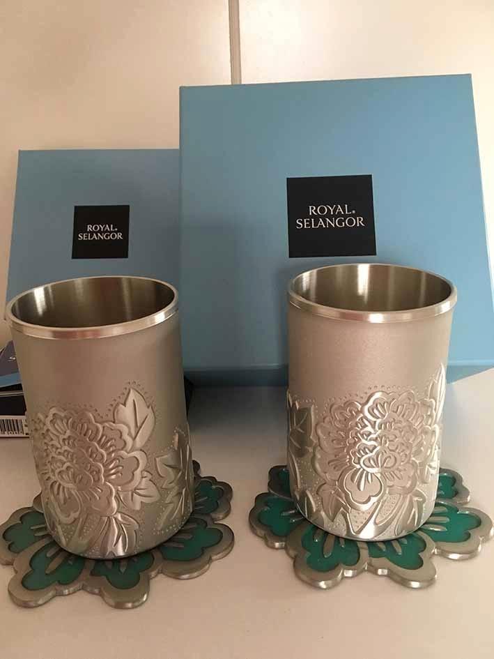 Royal Selangor Pewter Peony Collection x 4 - Nieuw, Antiek en Kunst, Antiek | Tin, Ophalen of Verzenden