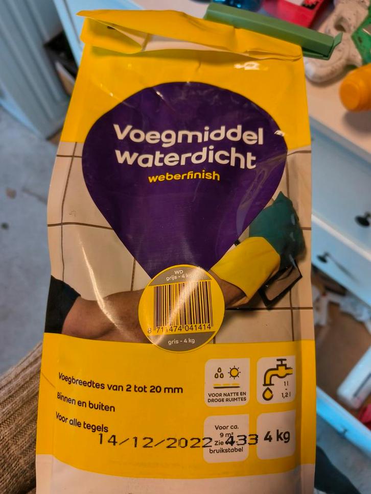 Weberfinish Waterdicht Voegmiddel - 4kg, Doe-het-zelf en Verbouw, Tegels, Nieuw, Overige typen, Overige materialen, 60 cm of meer