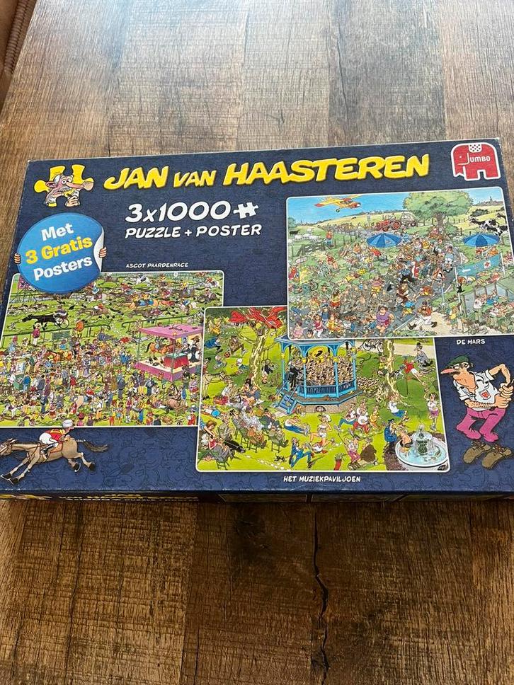 Jan van Haasteren puzzel 3x1000 stukjes, Hobby en Vrije tijd, Denksport en Puzzels, Zo goed als nieuw, 500 t/m 1500 stukjes, Ophalen of Verzenden