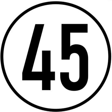 Tempo 45 km vinyl sticker voor uw veiligheid beschikbaar voor biedingen