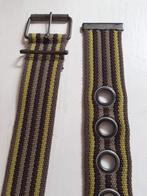 Mooie brede canvas riem taupe, lime green en mosgroen 38, Overige kleuren, 3 tot 5 cm, Verzenden, 90 tot 100 cm