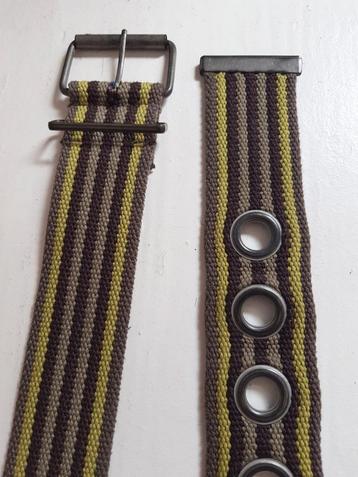 Mooie brede canvas riem taupe, lime green en mosgroen 38  beschikbaar voor biedingen