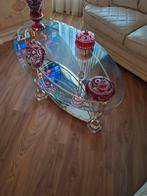 Te koop vania Glazen salontafel met gouden accenten te koop, Gebruikt, 100 tot 150 cm, Glas, Modern