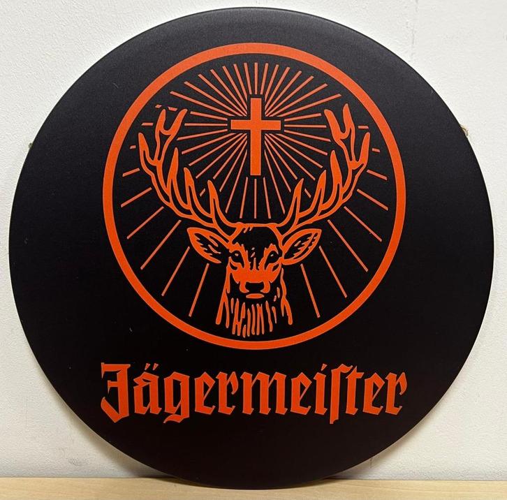 Jagermeister logo oranje reclamebord van metaal wandbord, Verzamelen, Merken en Reclamevoorwerpen, Nieuw, Reclamebord, Verzenden