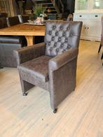 VOORRAAD 6 Landelijke Eetkamerstoel Grazia Wiel Leer Antraci, Huis en Inrichting, Landelijke eetkamerstoelen Grazia Wiel kleur Antraciet Leer