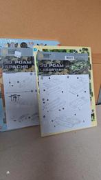 3 foam bouwpakketten oa apache en Tank, Overige merken, 1:144 tot 1:200, Helikopter, Nieuw