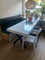 Eettafel set, unieke stenen eettafel en eetbank, Huis en Inrichting, Tafels | Eettafels, Ophalen, 200 cm of meer, 50 tot 100 cm