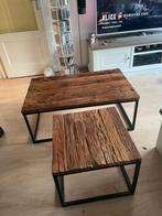 Industriële salontafel set , hout en metaal, vintagelook, Ophalen, 50 tot 100 cm, 50 tot 100 cm, Zo goed als nieuw