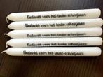 8x kaars met tekst juf of meester cadeau, Overige materialen, Wit, Nieuw, Ophalen of Verzenden