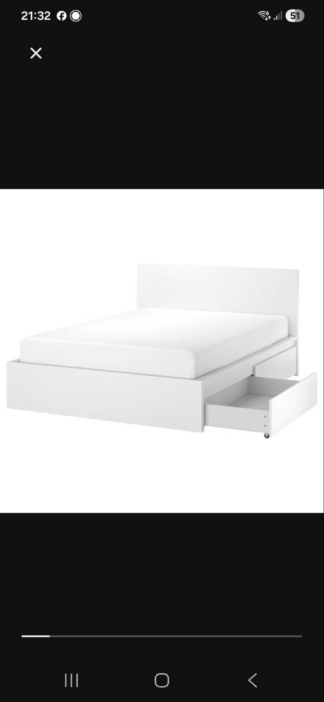 Ikea malm bed met opberglades, Huis en Inrichting, Slaapkamer | Bedden, Zo goed als nieuw, Tweepersoons, 160 cm, 200 cm, Hout