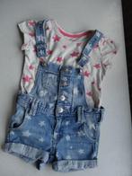 Denim tuinbroek (H&M) met bijpassend shirtje mt 104, Meisje, Ophalen of Verzenden, Zo goed als nieuw, Setje