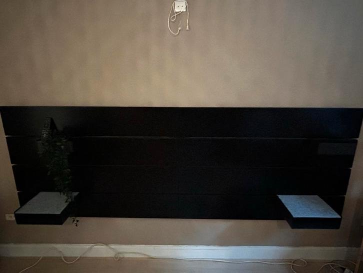 IKEA Nordli Hoofdbord te koop!, Huis en Inrichting, Slaapkamer | Bedden, Gebruikt, Tweepersoons, Overige maten, Hout, Zwart, Ophalen of Verzenden