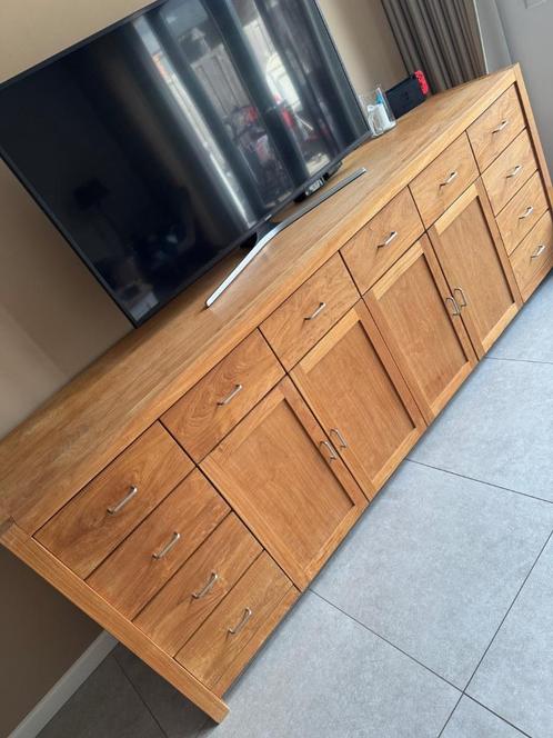 Teakhout dressoir, Huis en Inrichting, Kasten | Dressoirs, Gebruikt, 200 cm of meer, 50 tot 75 cm, Met lade(s), Met deur(en), Met plank(en)