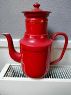 Rood emaille koffie kan met filter bk gouden bies, Antiek en Kunst, Antiek | Emaille, Ophalen of Verzenden