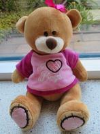 Beer met roze shirt I Love Bags merk World of Plush, Ophalen of Verzenden, Zo goed als nieuw, Beer
