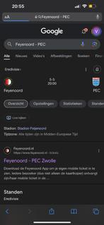 Feyenoord pec zwolle kaartje over gele zijde, Tickets en Kaartjes, Nederlands elftal, Seizoenskaart, Eén persoon